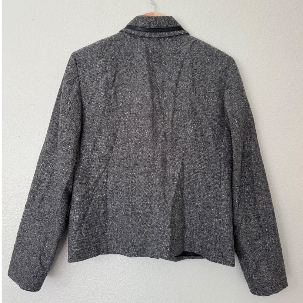 Pendleton Blazer Jacket Gray Lambs Wool Silk Leat… - image 3